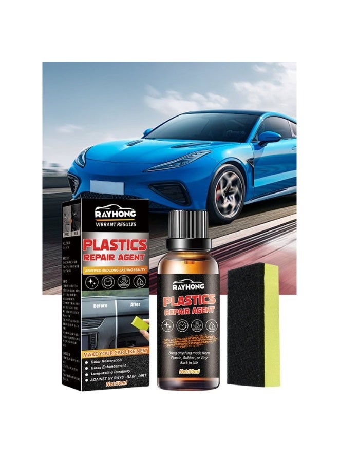 رايهونغ مُرمِّم ومُلمِّع بلاستيك السيارات 50 مل - مُنظِّف واقٍ من الأشعة فوق البنفسجية يُجدِّد البلاستيك الباهت، ويُعيد اللون الأصلي للأجزاء الخارجية والداخلية - Image 2